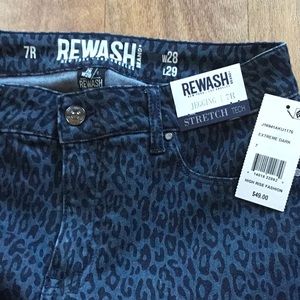 NEW WITH TAGS! Rewash Jegging Extreme Dark Animal Print Skinny Leg Size 7 Reg 28